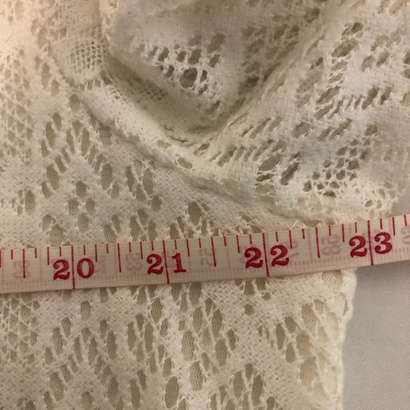 Women SZ XL Blouse 3/4 Sleeve LC Lauren Conrad Cream White Lace Lined Winter Top - Picture 13 of 15